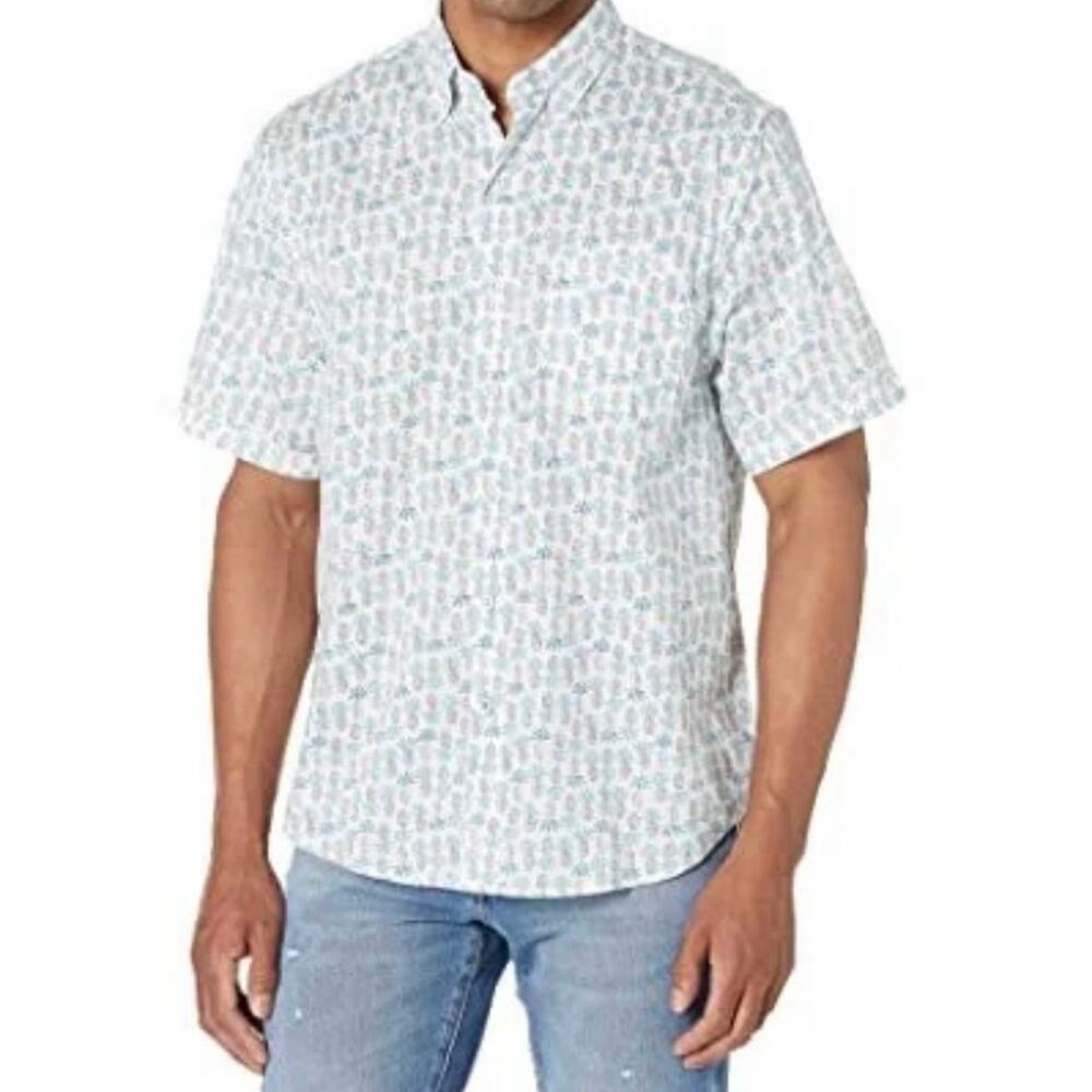 Tommy Bahama Short Sleeve Pineapple Playa Lavendula Mens Button Down MEDIUM